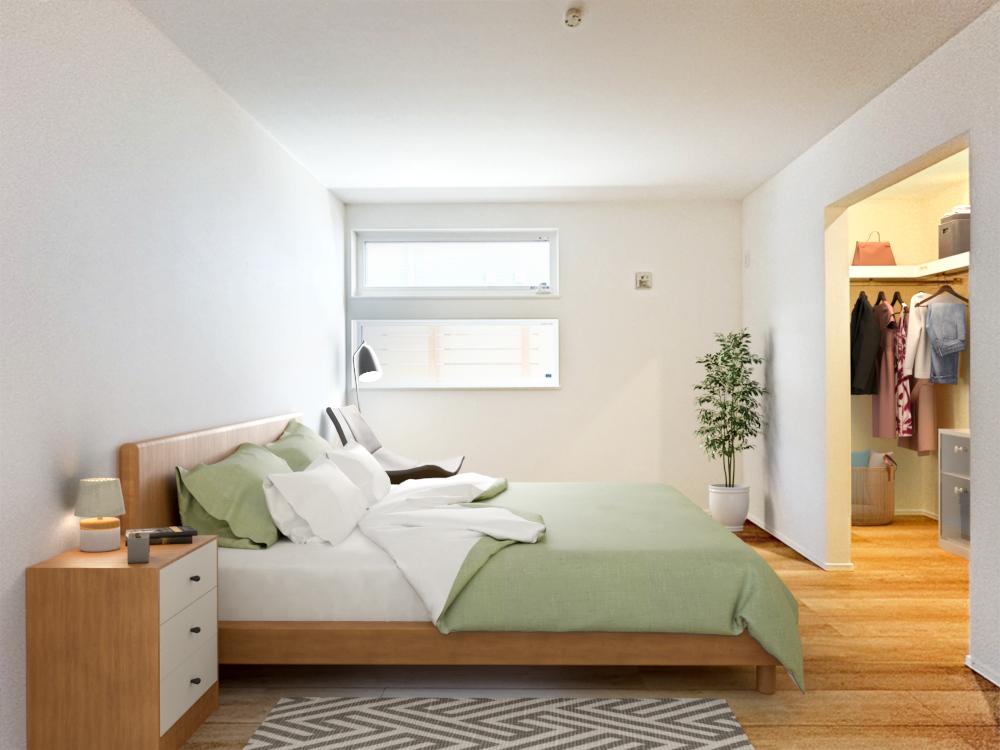 【収納付き居室（6.8帖、5帖）】 ベッドや勉強机が無理なく収まり、子供室にも好適のお部屋です。各居室WICで衣替え不要！※家具・小物等はCGで合成したイメージです