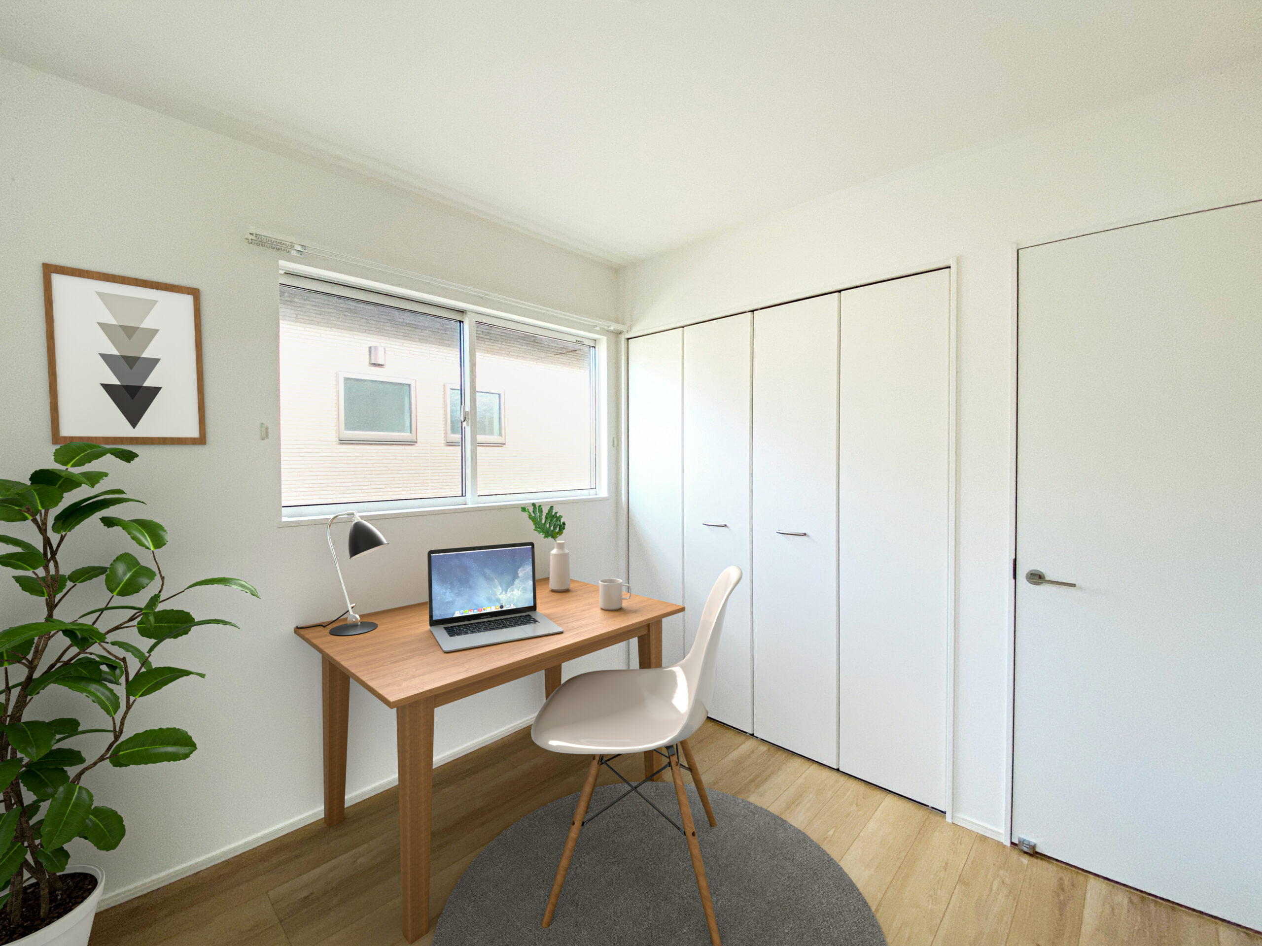 【収納付き居室（4.5帖）】1階の居室は、将来は平屋のように暮らせる安心の設計。ライフスタイルの変化にも柔軟に対応します。※家具・小物等はCGで合成したイメージです。