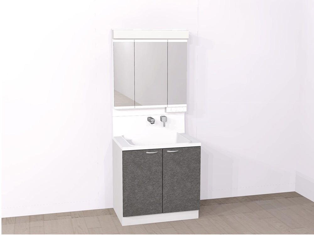 【洗面台】ハウステック製|お手入れしやすい排水口と壁付水栓で家事ラク♪三面鏡裏・キャビネット収納つき。※写真はイメージです。