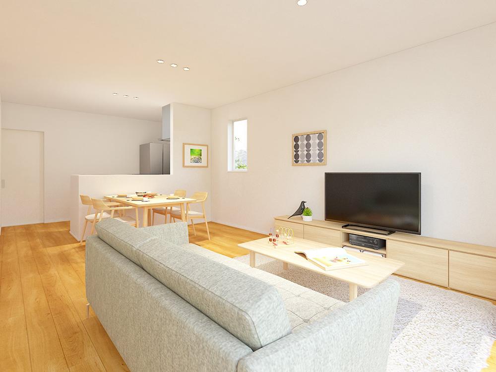 【完成予想図(内観)】レイアウトが楽しめる縦長のLDK