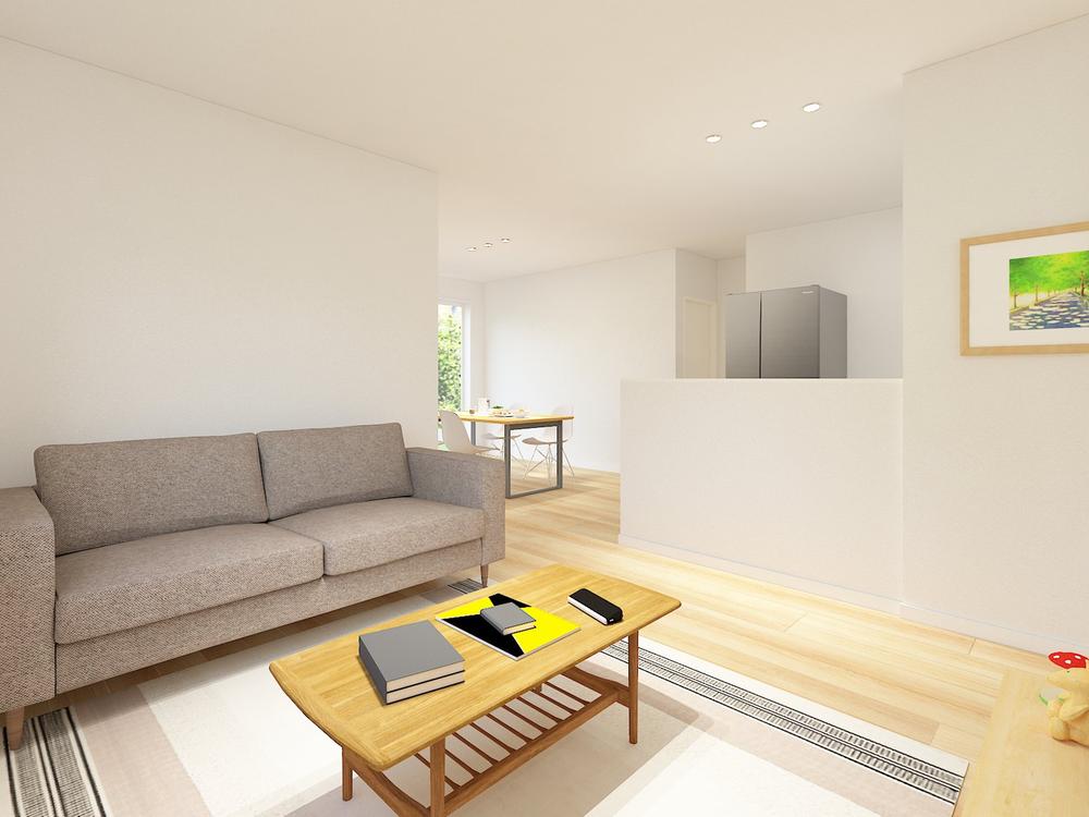 【完成予想図(内観)】オープンながら籠もり感のあるキッチンスペースはお料理に集中できます♪